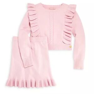EUC BCBG Girls Knit Ruffle Pink Sweater Skirt Set - Size M